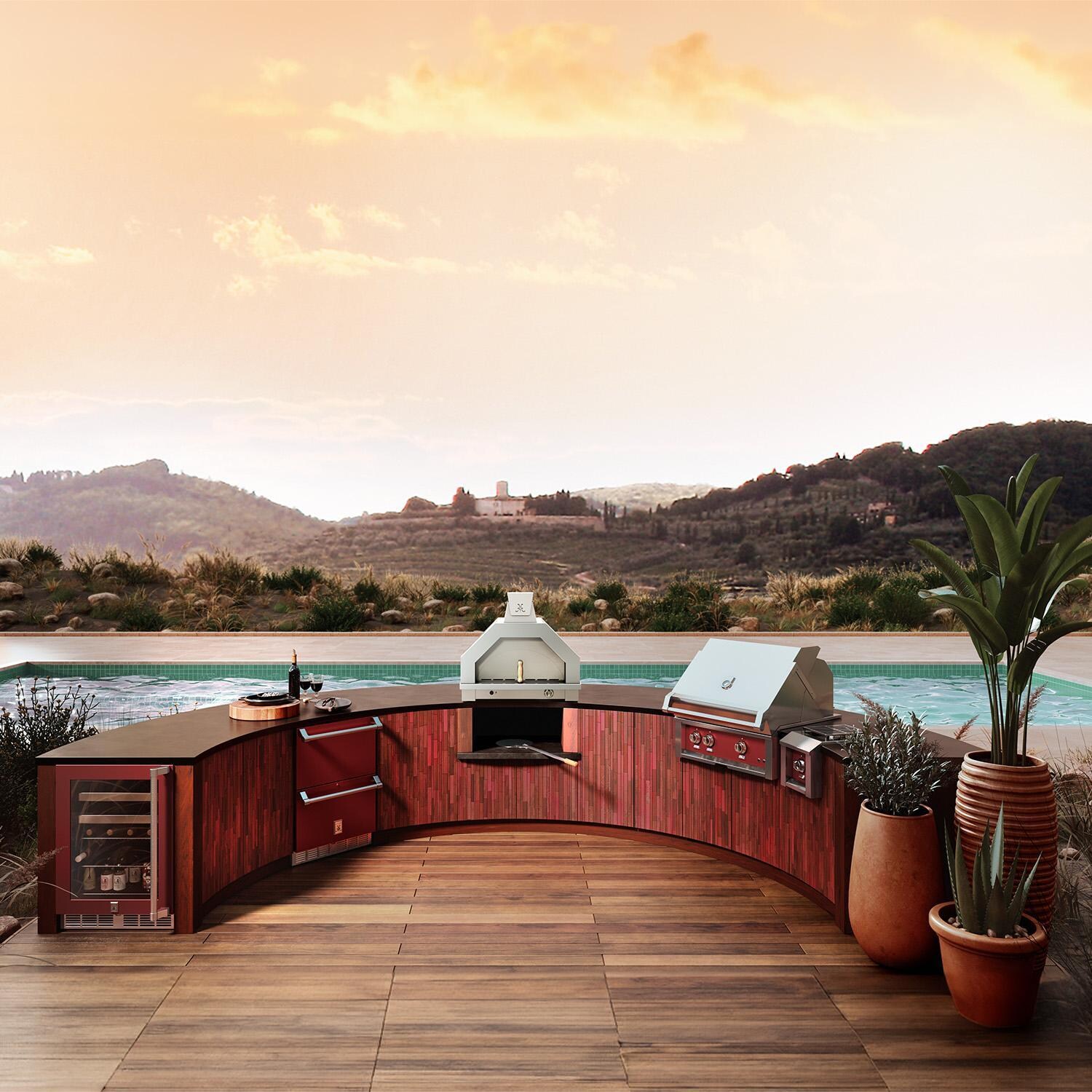 Hestan AGPO33-NG Campania Natural Gas Pizza Oven W/Light Kit - Lush - Outdoor Kitchen (Shown in Steeletto) - Lifestyle thumbnail