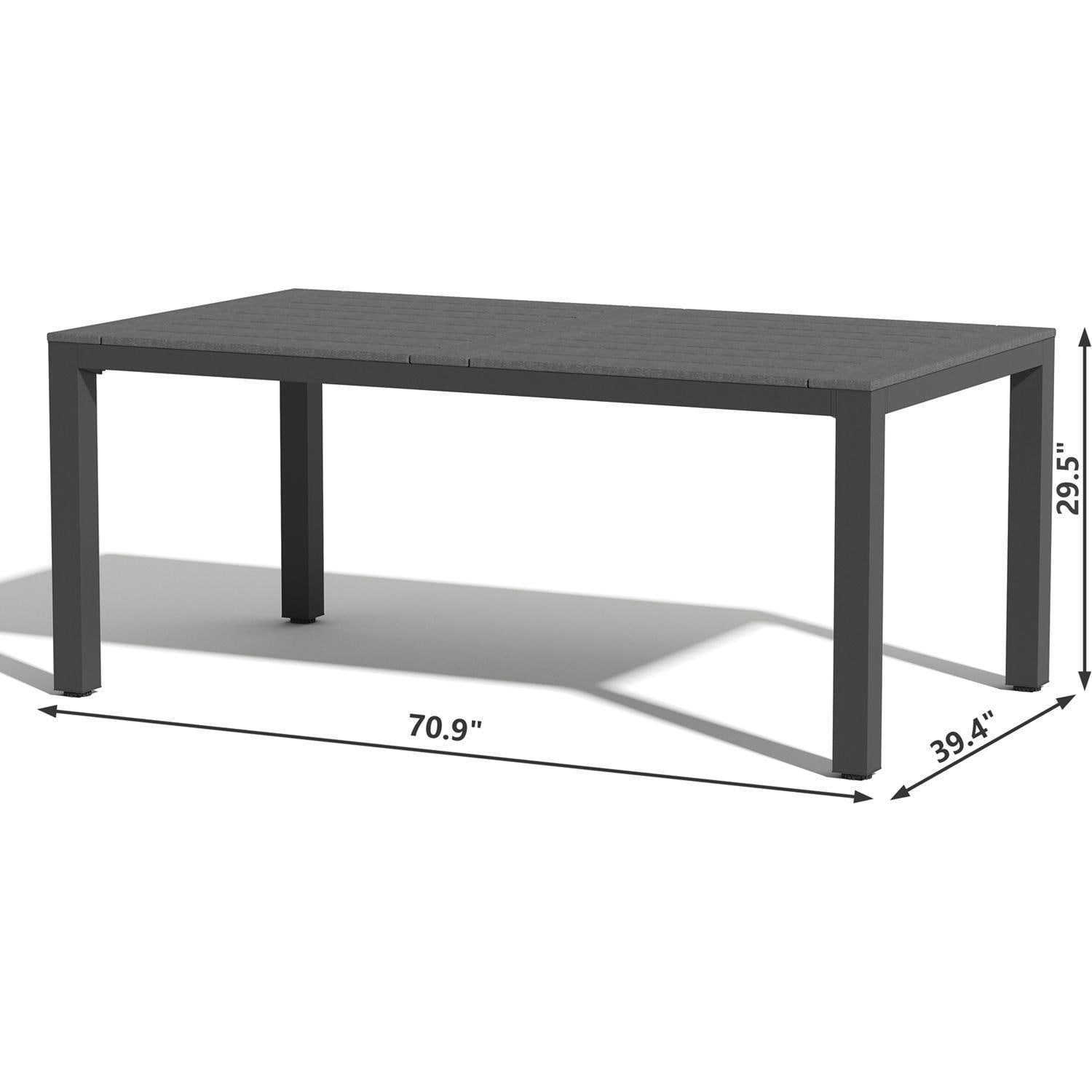 Lakeview Outdoor Designs Everglades 7 Pc Polyresin Dining Set in Gray - Table Dimensions - Dimensional thumbnail