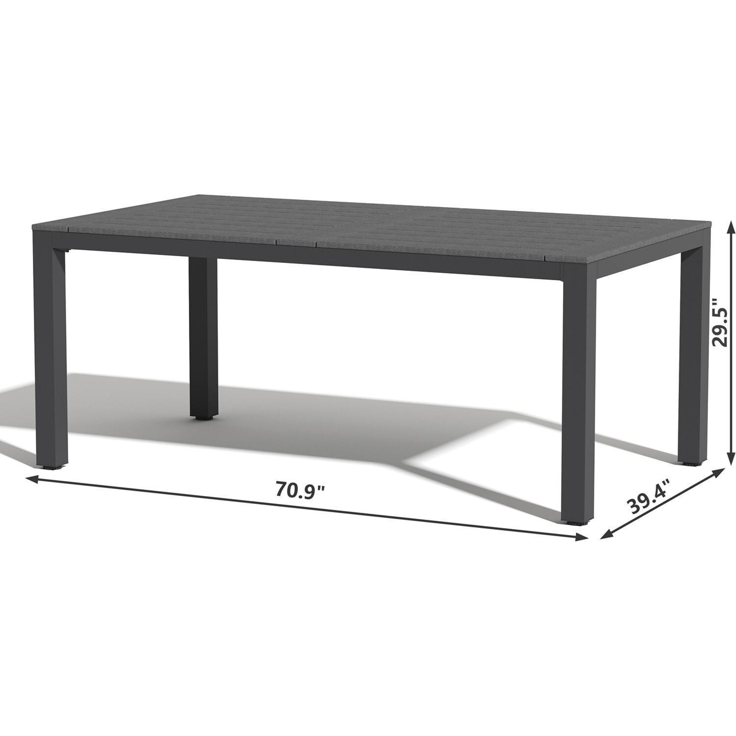 Lakeview Outdoor Designs Everglades 7 Pc Polyresin Dining Set in Gray - Table Dimensions - Dimensional thumbnail