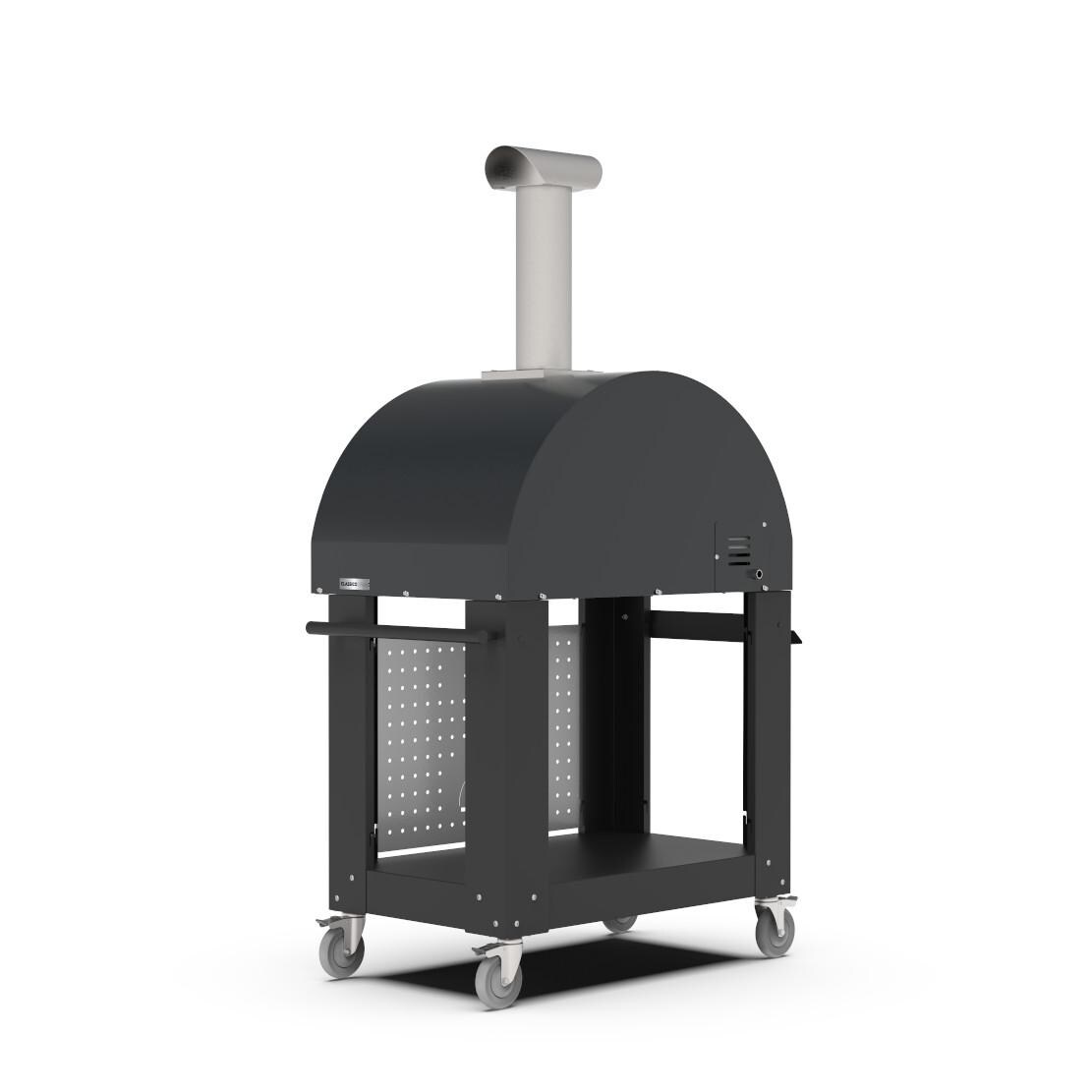 Alfa FXCL-2P-GGRA-U + BF-2P-NER Classico 2 Pizze Propane Pizza Oven W/ Natural Gas Conversion Kit and Oven Base - Ardesia Grey - Back Right thumbnail