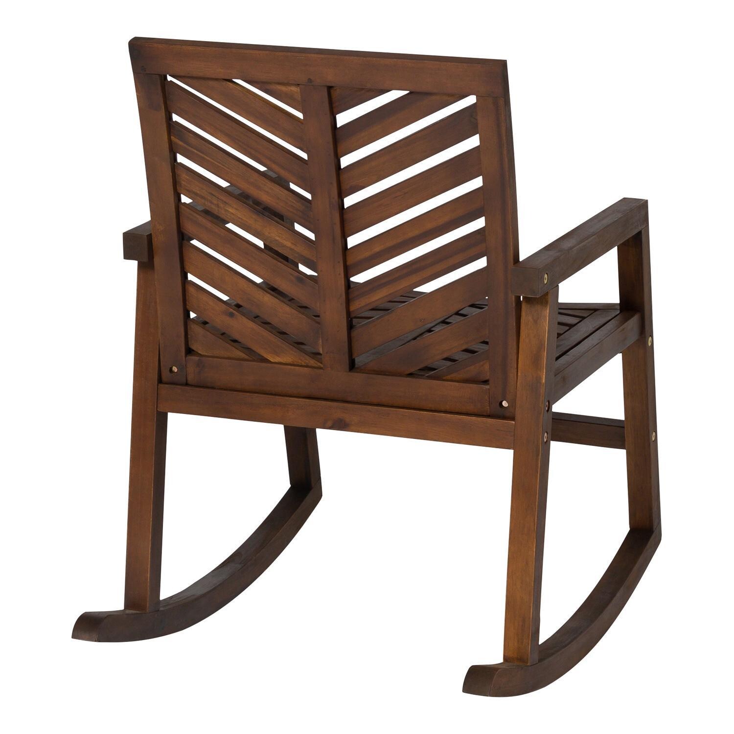 Ultimate Patio Wishlake Acacia Patio Rocking Chair - Dark Brown - Rear View thumbnail