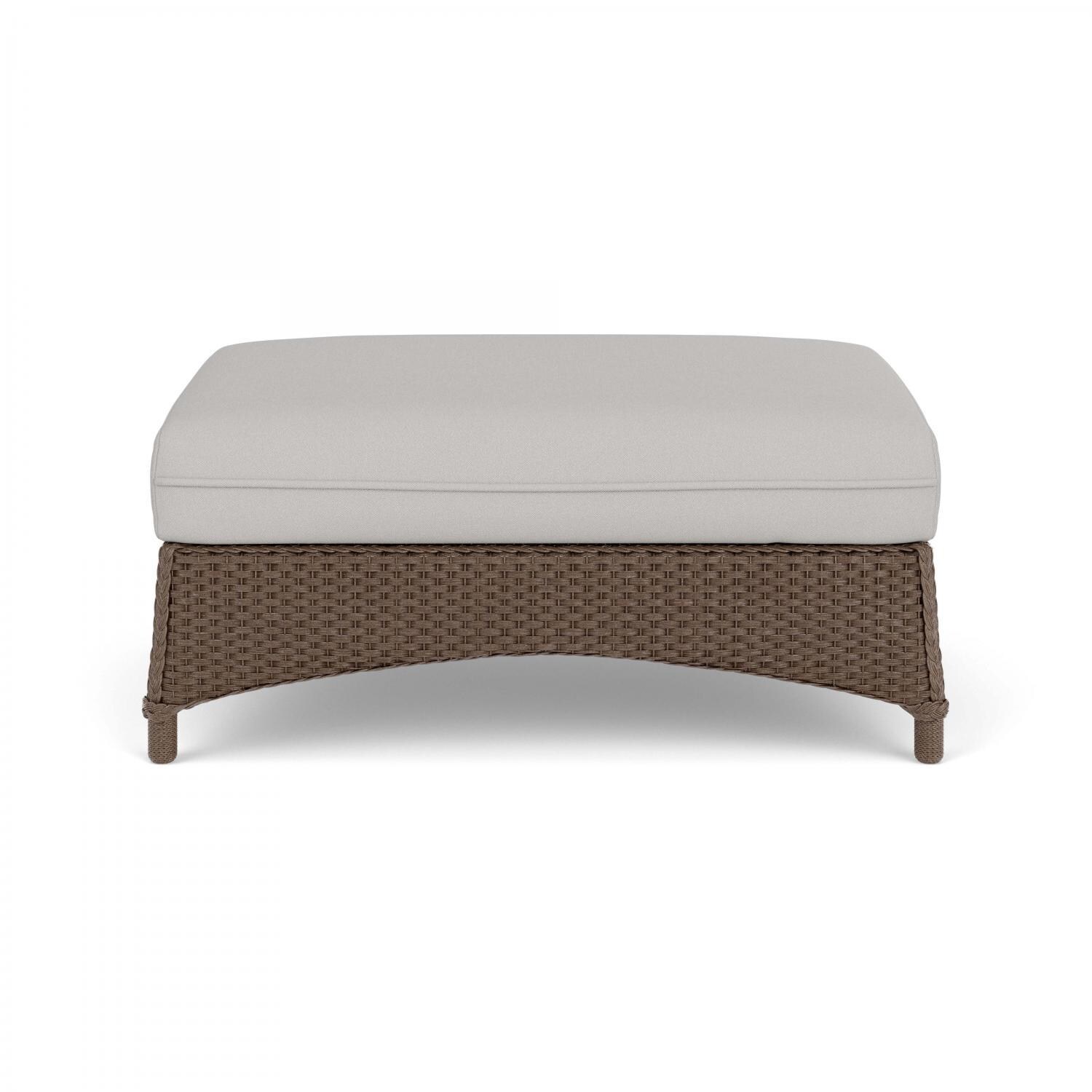 Lloyd Flanders Mandalay Large Ottoman in Bark Finish with Tundra Dove Fabric - Back thumbnail