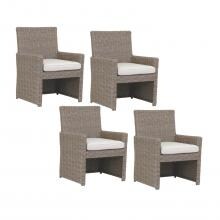 Coronado 4 Piece Wicker Patio Dining Arm Chair Set W/ Sunbrella Canvas Flax Cushions By Sunset West image