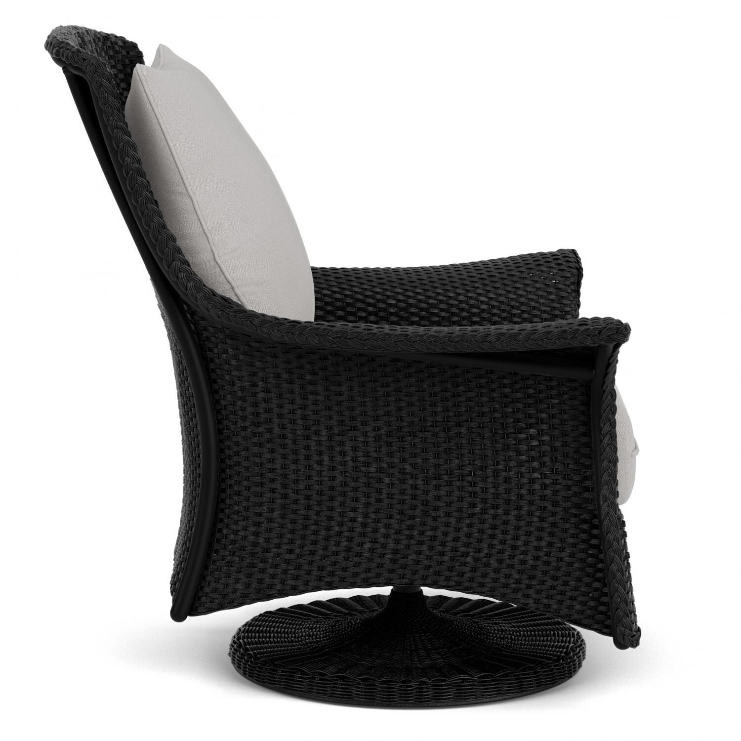 Lloyd Flanders Mandalay Swivel Rocker Lounge Chair in Ebony Finish with Tundra Dove fabric - Side thumbnail