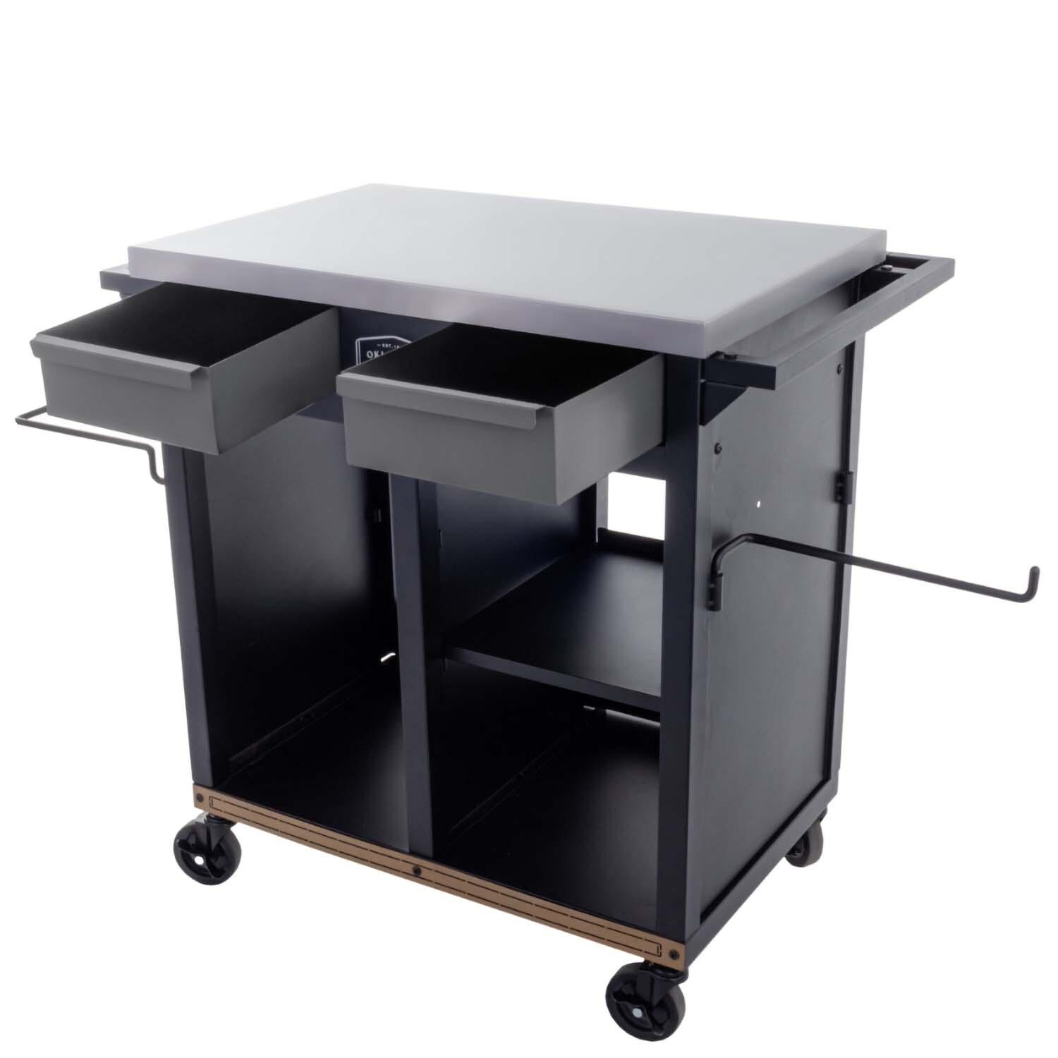 Oklahoma Joe's 23252168 Workstation Prep & Storage Cart - Drawers Open - White Background thumbnail