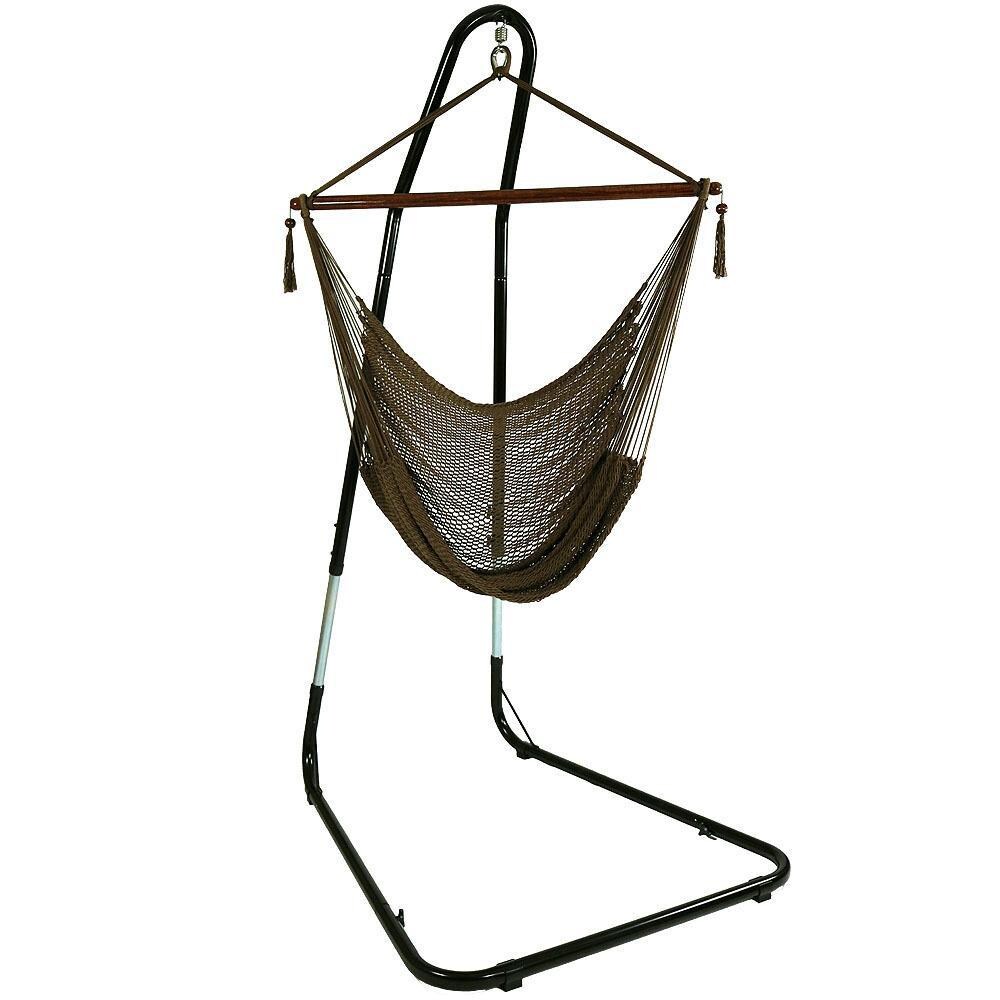 Ultimate Patio Extra Large Hanging Caribbean Hammock Chair w/ Adjustable Stand - Mocha thumbnail