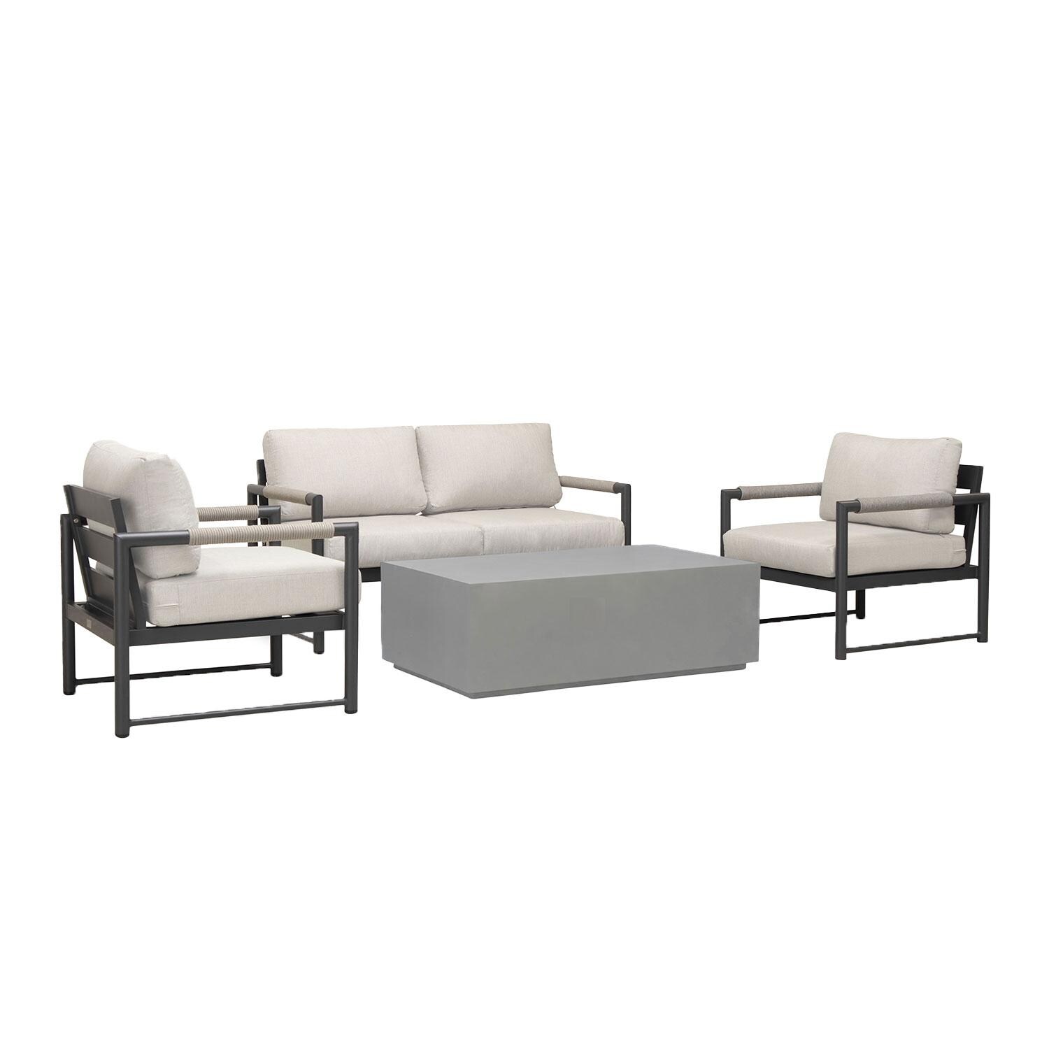 Lakeview AVEBAY-BK-CO-SET111-CS Avenue Bay Black/Carbon 5 Pc Loveseat Set - Cast Silver - Angled - White Background thumbnail