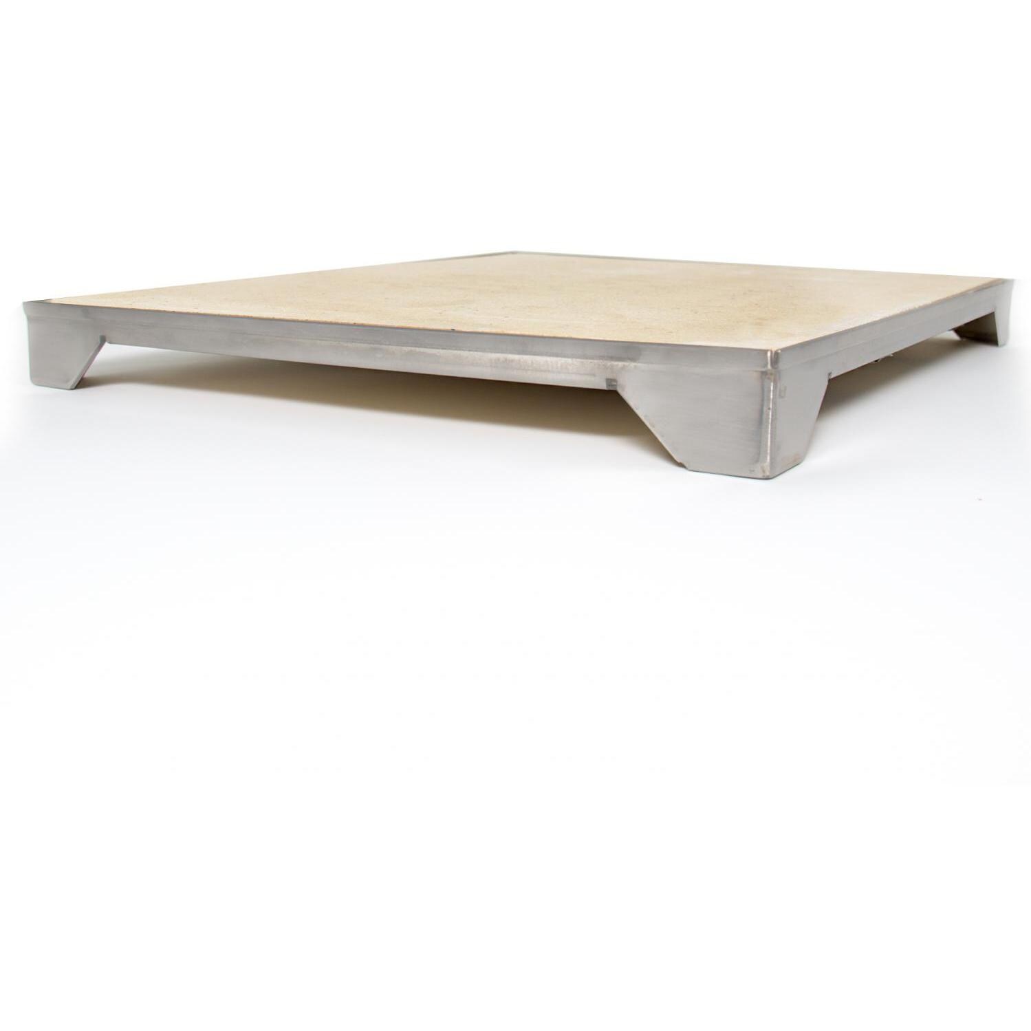 Blaze 14 3/4 Inch Ceramic Pizza Stone With Stainless Steel Tray - Side View thumbnail