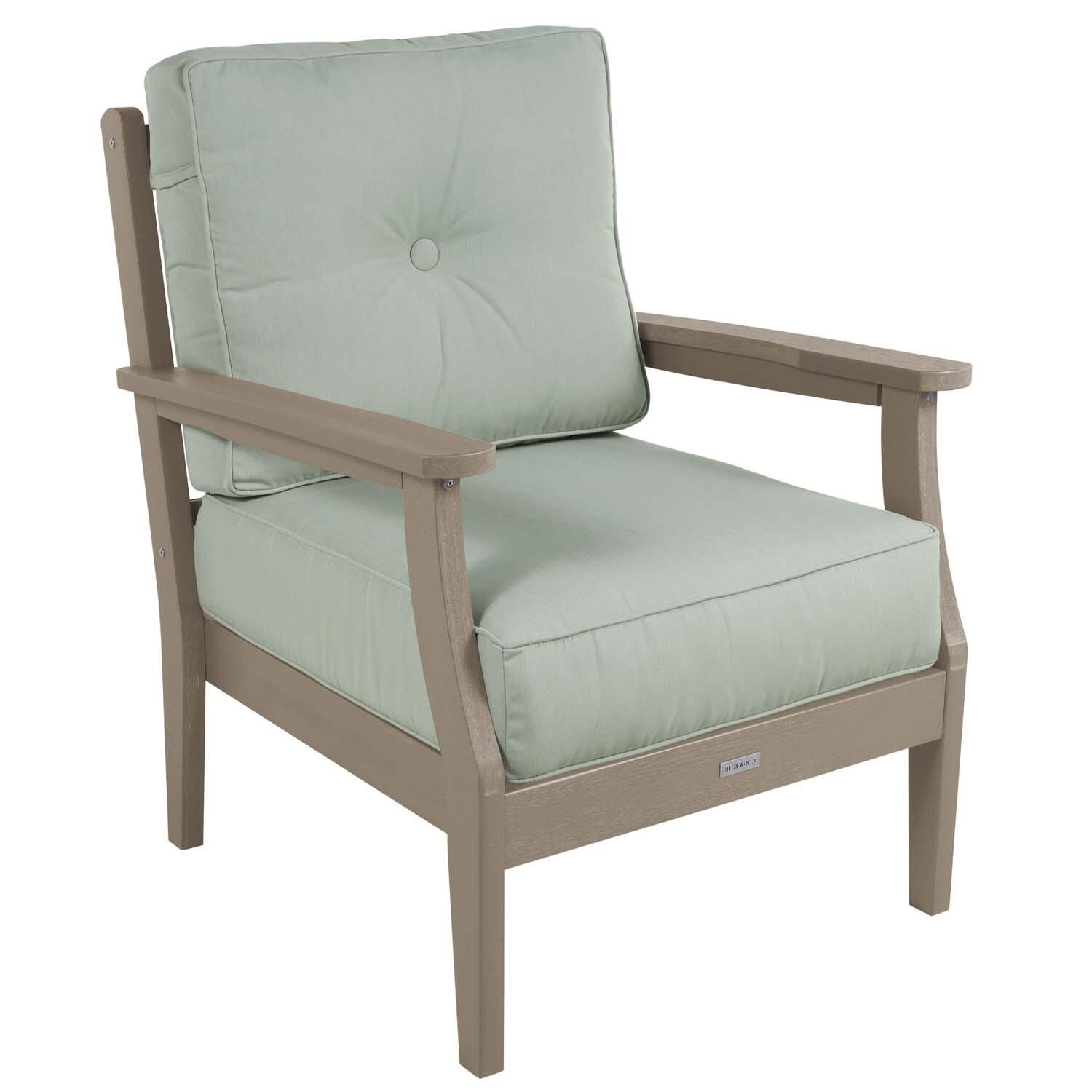 Blushing Bay 6 Pc Recycled Plastic Grand Seating Set in Canvas Seasalt/Woodland Brown by Lakeview Outdoor Designs - Chair - White Background thumbnail