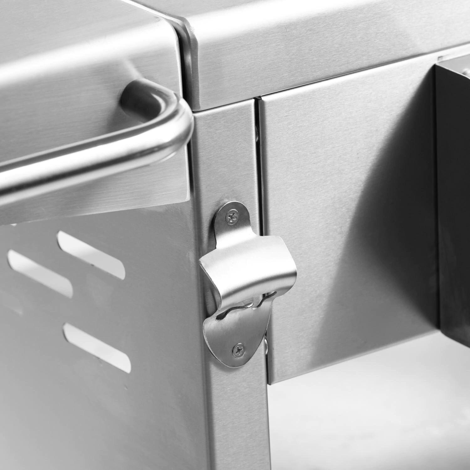 BBQGuys Signature BBQ-KGC-SS Stainless Steel Grill Cart For 18-Inch Kamado Grill - Bottle Opener thumbnail