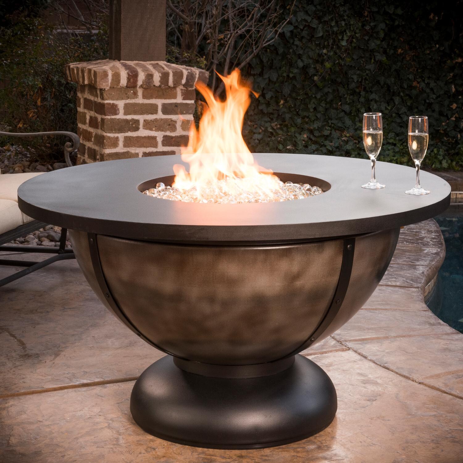 CC Products Onyx Bowl 48-Inch Round Propane Gas Fire Table ...