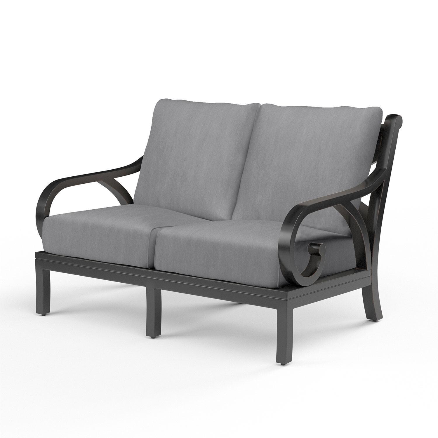 Monterey Aluminum Patio Loveseat in Canvas Granite w/ Self Welt By Sunset West - Display - White Background thumbnail