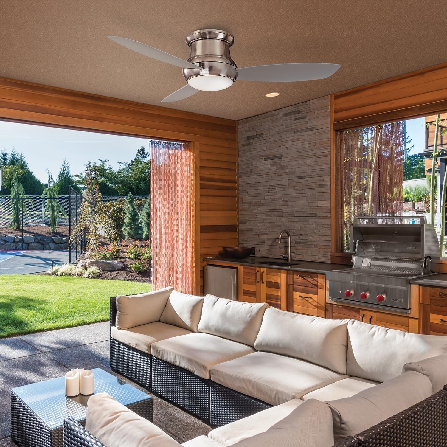 Minka-Aire F474L-ORB Concept II Wet 52-Inch 3-Concave Blade LED Ceiling Fan in Oil Rubbed Bronze Finish w/ Taupe Blades & Pietra Glass - Outdoor Kitchen (Shown in Brushed Nickel) thumbnail