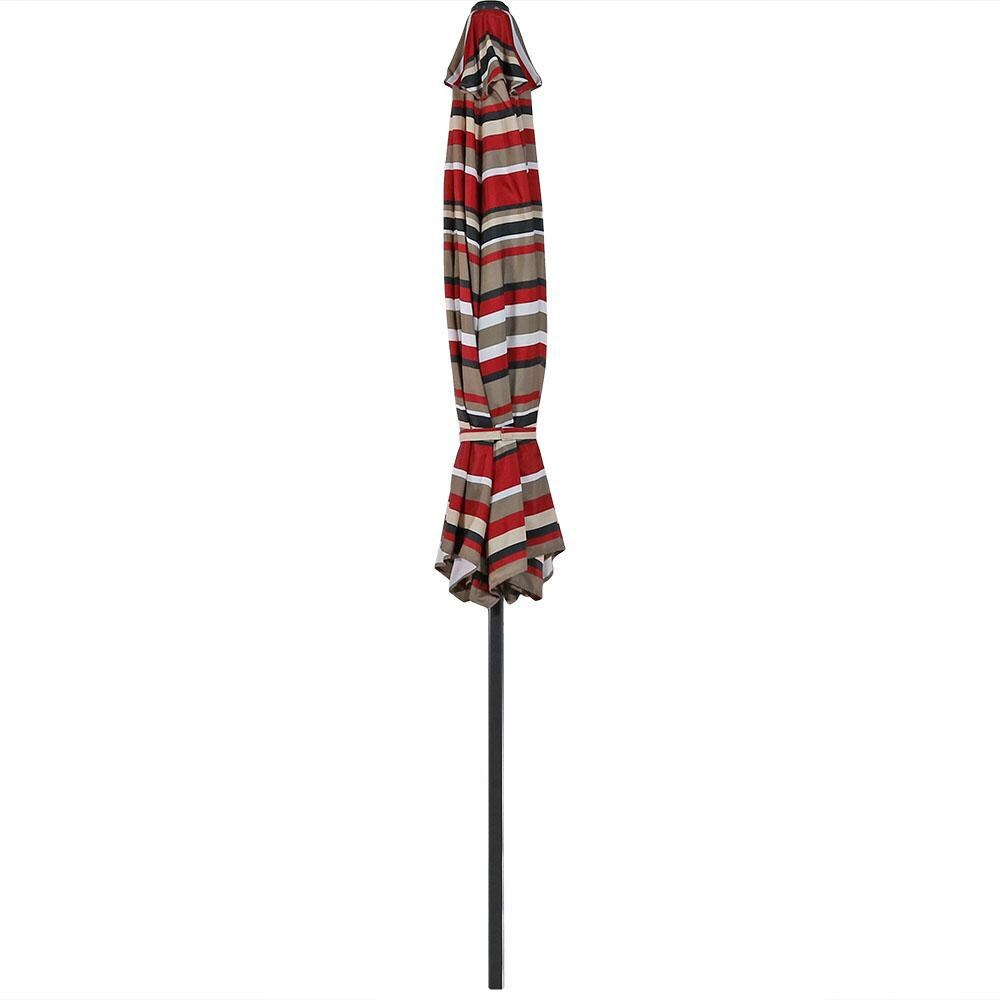 Ultimate Patio 9 Ft. Octagonal Patio Umbrella W/ Crank & Tilt - Awning Stripe - Closed thumbnail