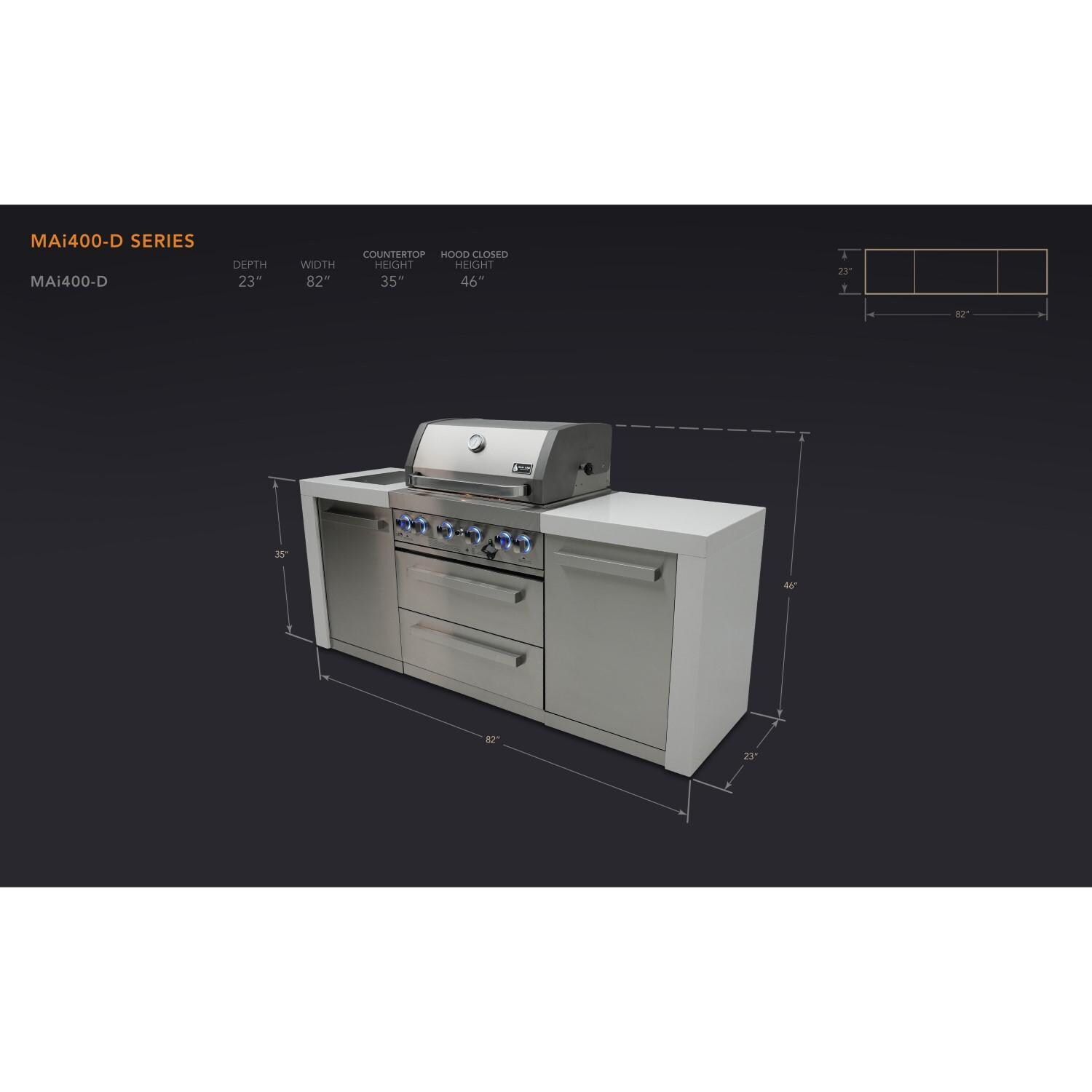 Mont Alpi - MAi400-D - Deluxe Grill Island - Stainless Steel - Dimensional thumbnail