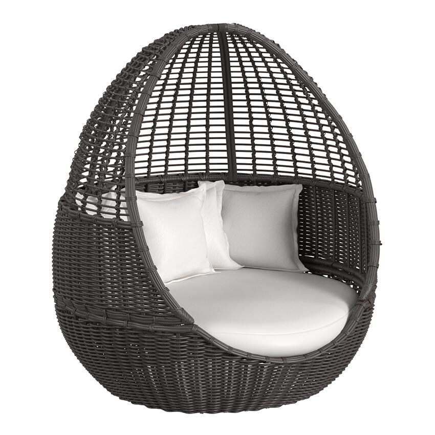 Cabo Resin Wicker Daybed in Kahlua/Soothe Pearl by Sunset West