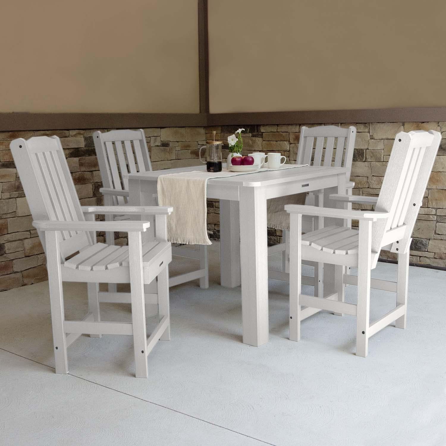 Lakeview Outdoor Designs Hart Lane 5 Pc Recycled Plastic Square Counter Height Dining Set in White by - LV-CNL44-WHE