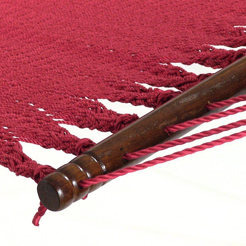 Ultimate Patio Soft-Spun Woven Rope Double Hammock w/ 15-Foot Stand - Red - Support Bar Detail thumbnail