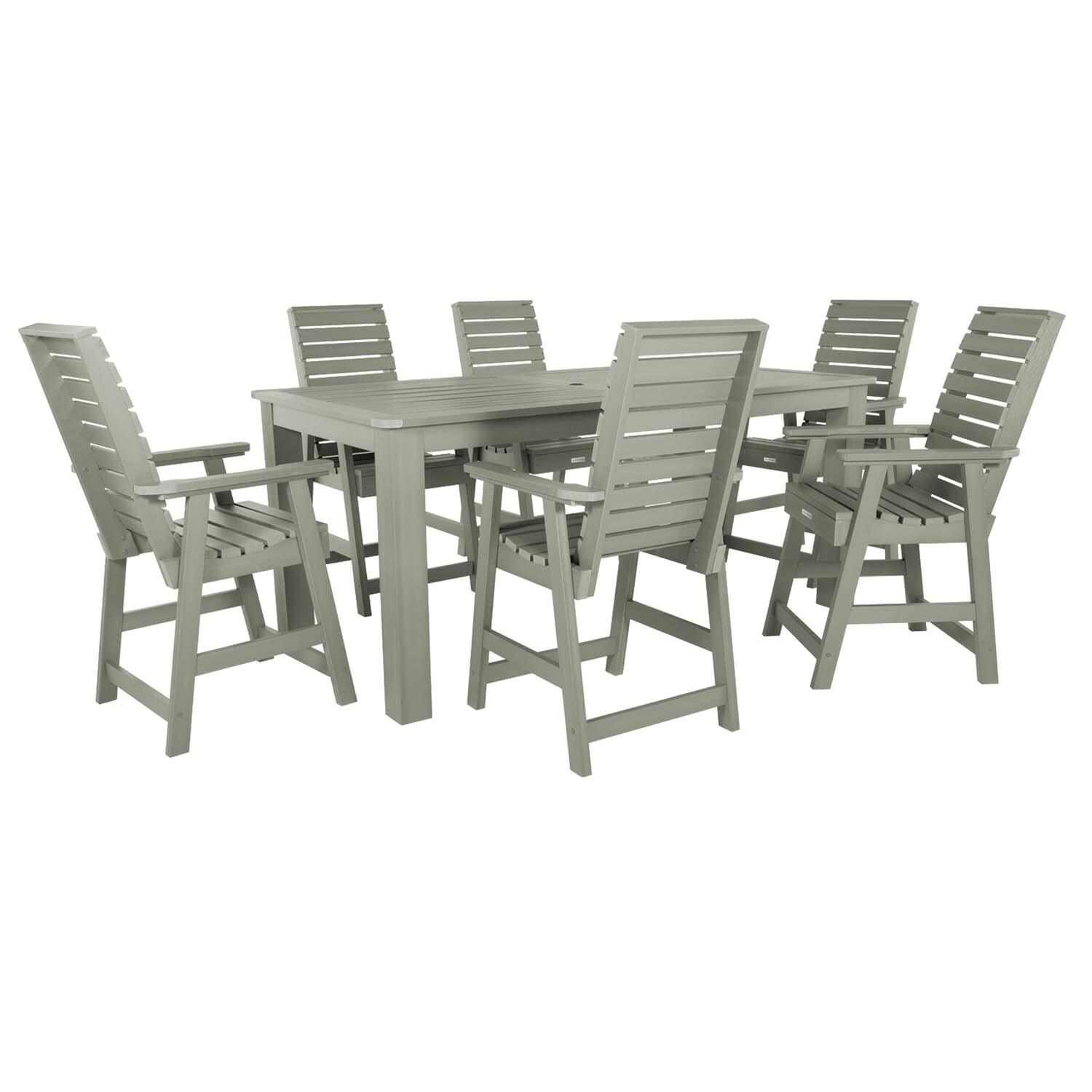 Elm Pointe 7 Pc Recycled Plastic Counter Height Dining Set In Eucalyptus by Lakeview - White Background thumbnail