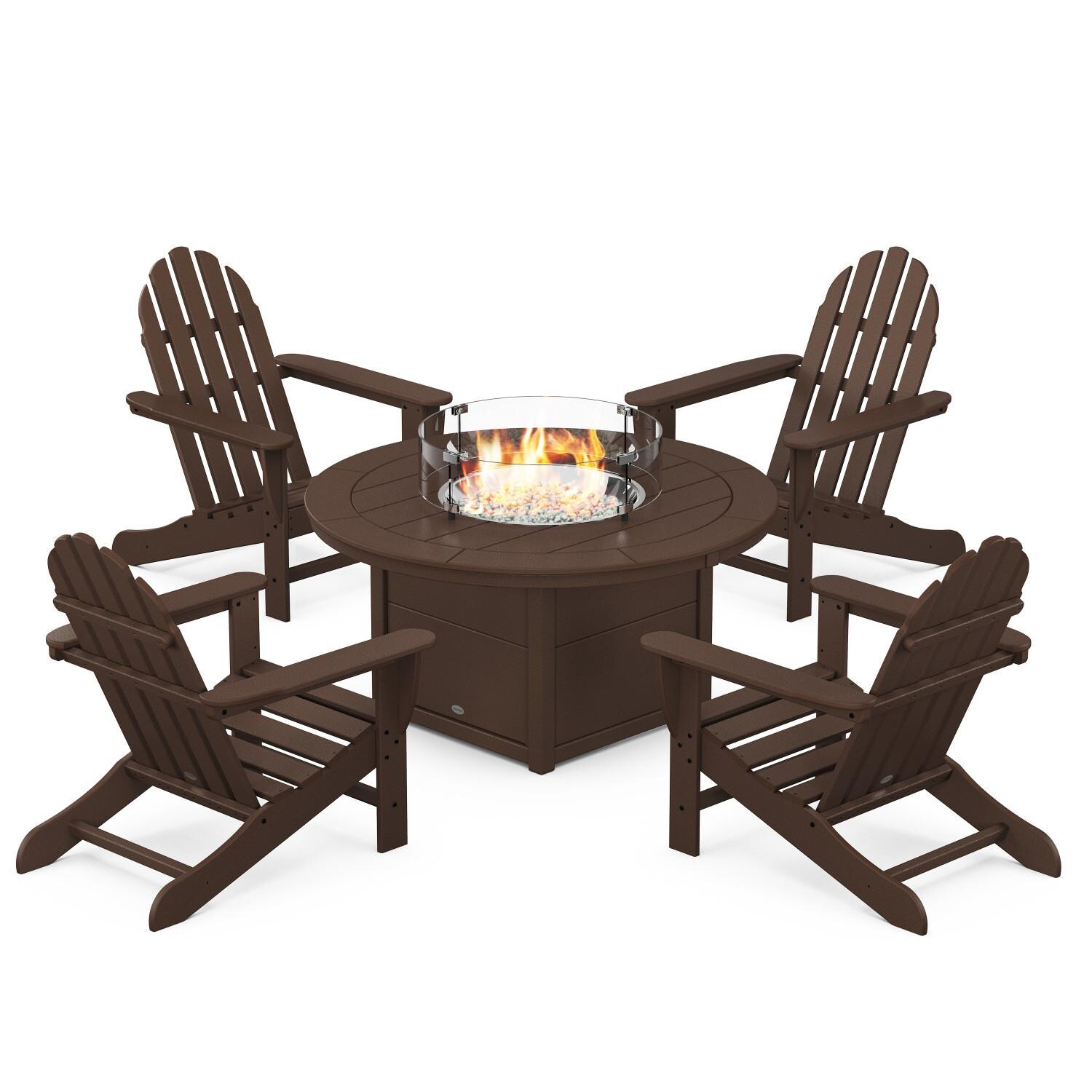 POLYWOOD PWS706-1-MA Classic Adirondack 5-Piece Conversation Set W/ Fire Pit Table thumbnail