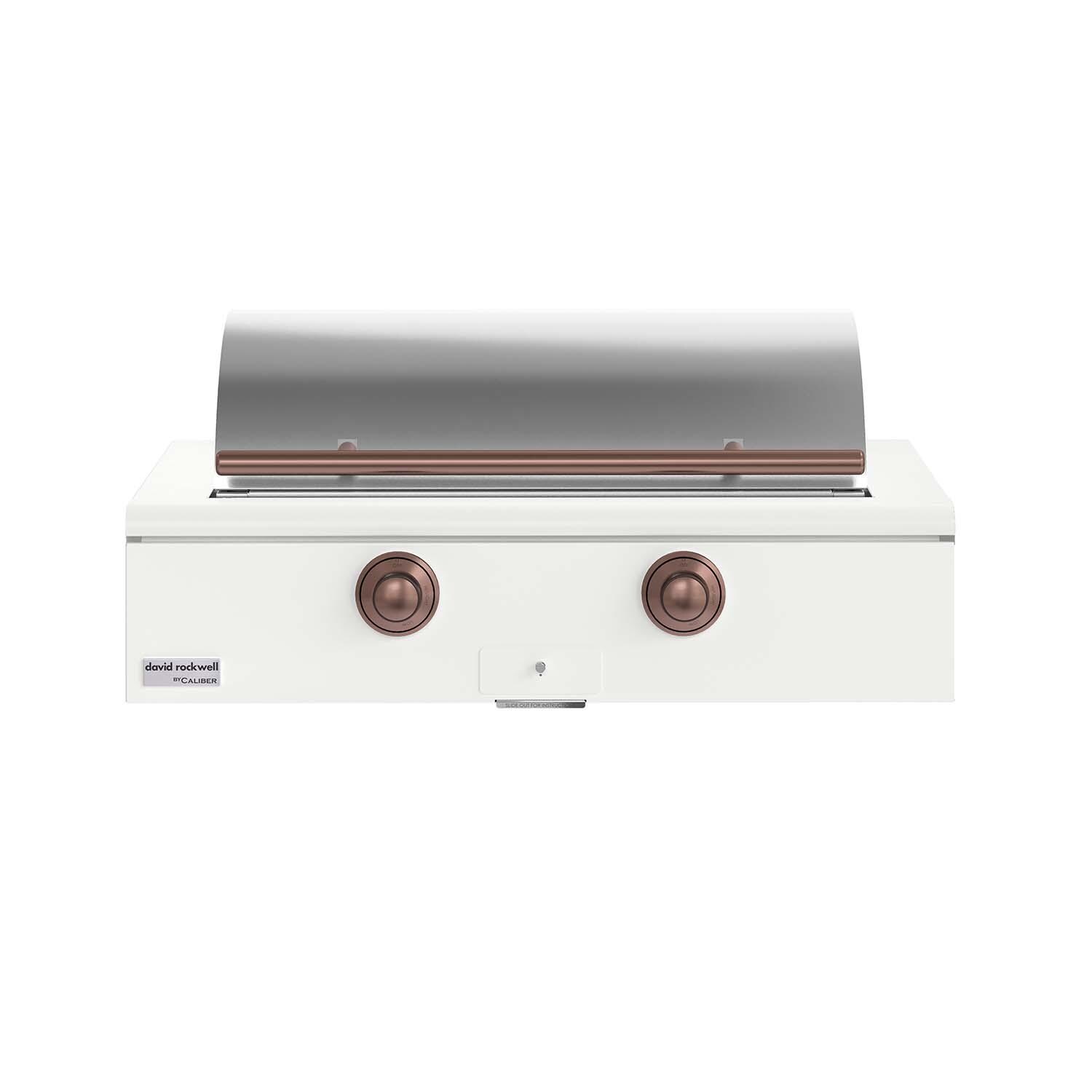Caliber CRG-42BN00-A-030-H03 42-in Natural Gas Built-In Rockwell Grill - Matte White w/ Copper Hardware - Lid Closed - White Background thumbnail