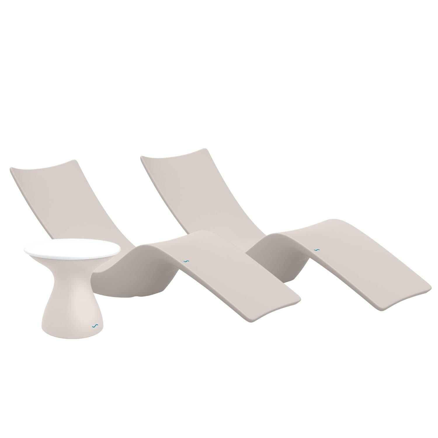 Ledge Lounger Autograph Chaise Lounge (Set of 2) W/Side Table - Cloud W/White Lid