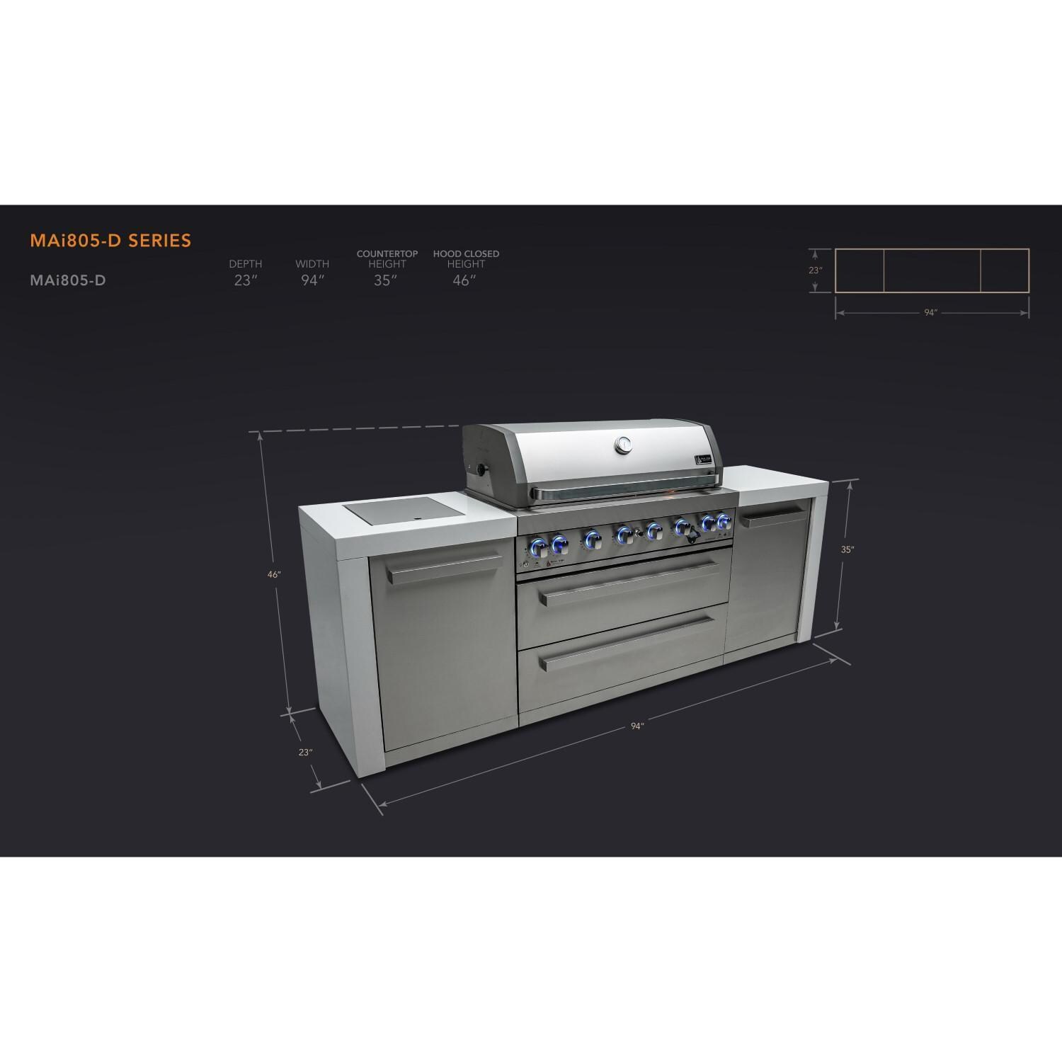 Mont Alpi - MAi805-D - Deluxe Grill Island - Stainless Steel - Dimensional thumbnail