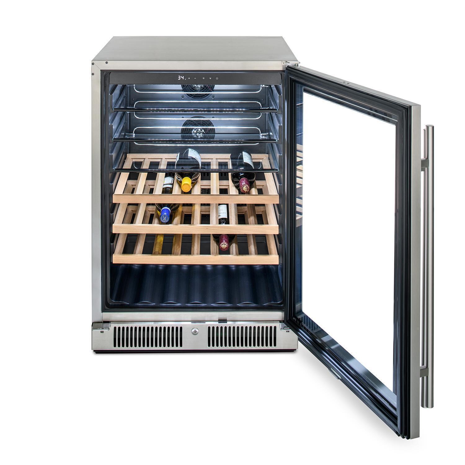 Blaze BLZ-GDBEV-5.5 24-in 5.5 Cu. Ft. Outdoor Rated Beverage Cooler - Bamboo Shelving w/ Wine - White Background thumbnail