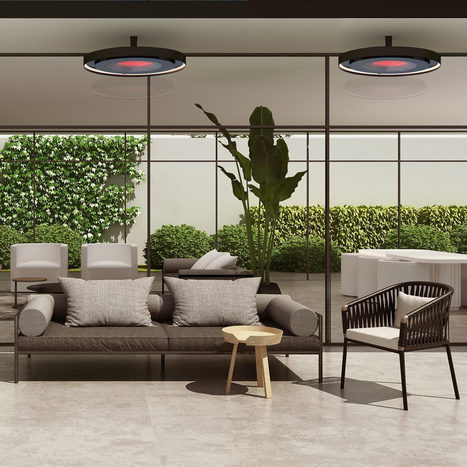 Bromic Heating BH3230001 Eclipse 8-Inch Straight Ceiling Pole - Pole and Heater Installed - Lifestyle thumbnail