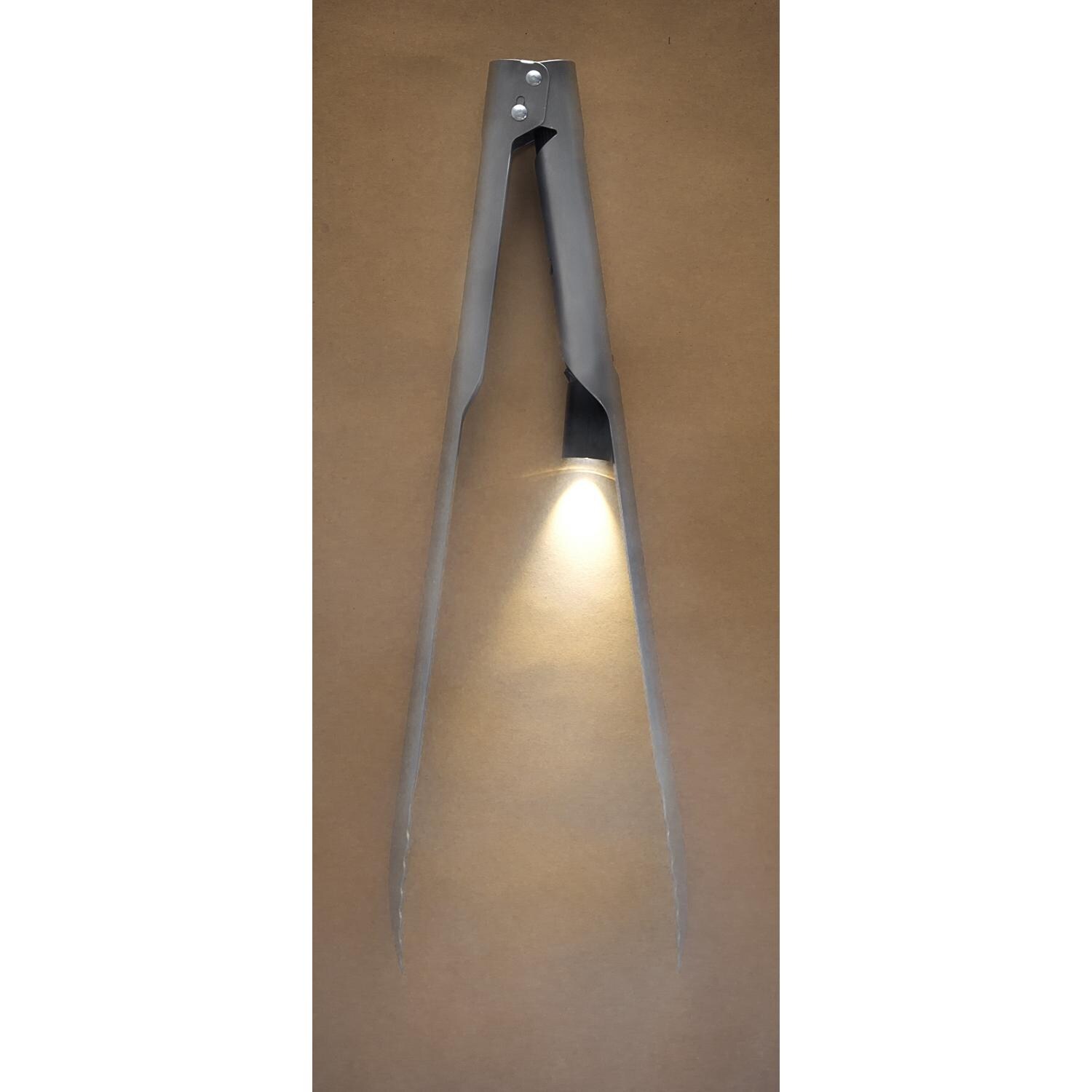 18-Inch Stainless Steel BBQ Tongs - Shown With Light thumbnail