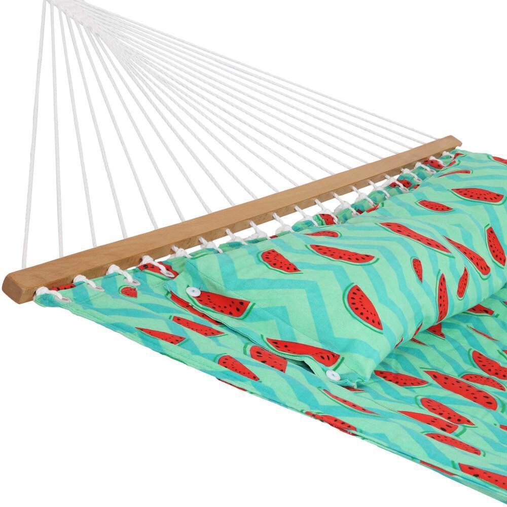 Ultimate Patio Quilted Double Hammock & Pillow - Watermelon & Chevron - Detail thumbnail