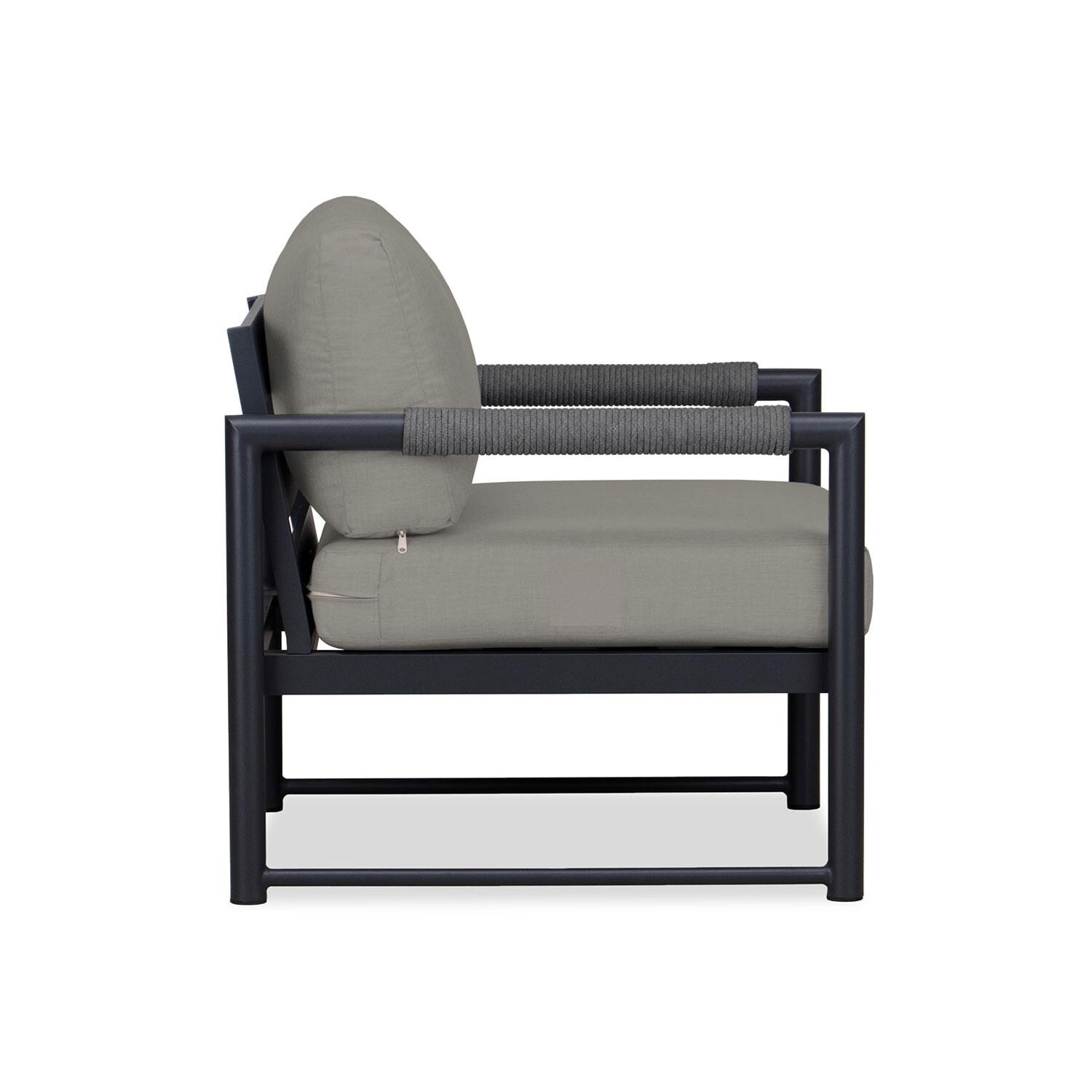 Lakeview AVEBAY-BK-CO-CC-CC Avenue Bay Black/Carbon Canvas Charcoal Club Chair - Side View - White Background thumbnail