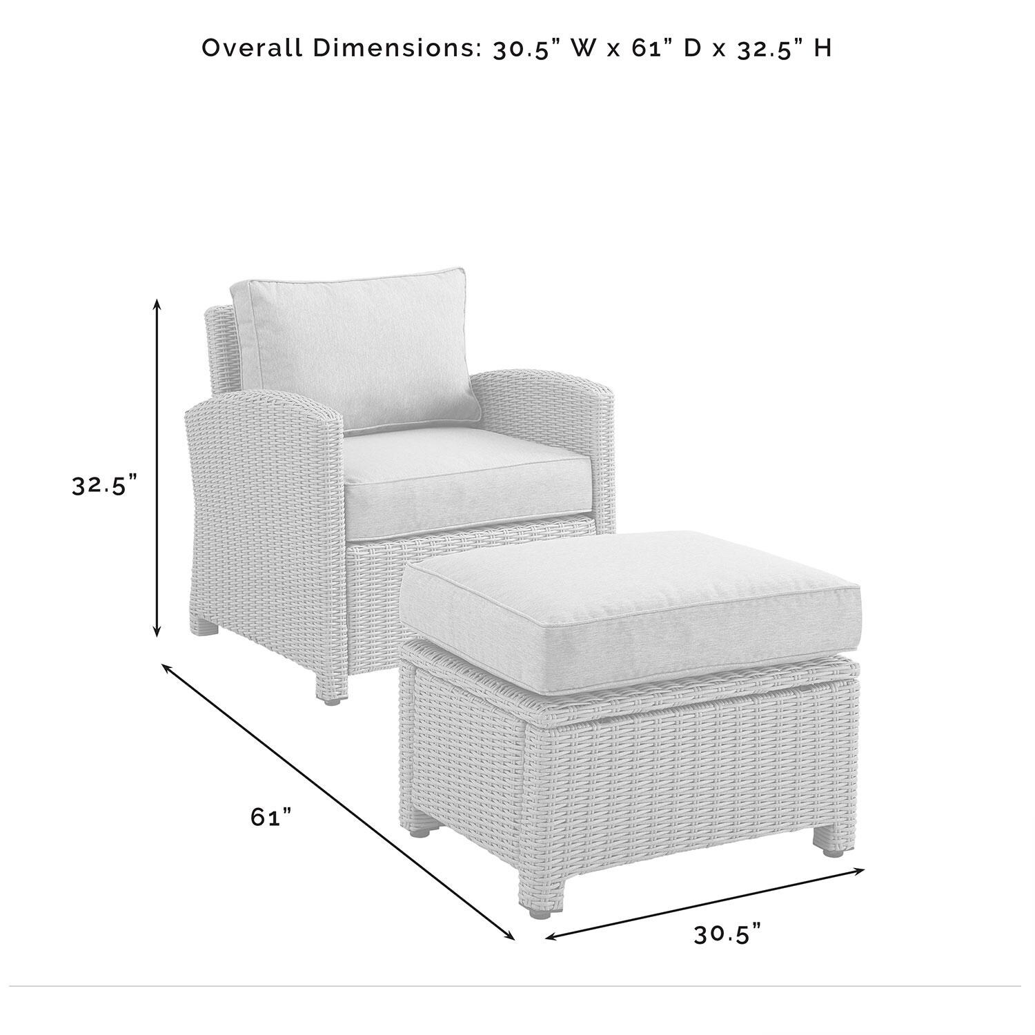Ultimate Patio UP-92414WB-SA 2Pc Wicker Outdoor Chair Set in Sand - Overall Dimensions - Diagram thumbnail