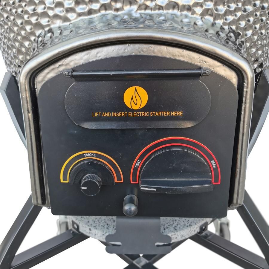 Vision Grills XD-402MG Vision Elite Series XD402 Deluxe 20-Inch Kamado Grill - Metallic Gun Metal Grey - Ash Drawer thumbnail