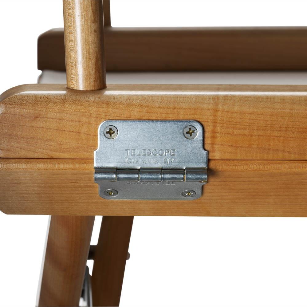 World Famous Bar Height Director Chair By Telescope Casual - Hinge Detail (Shown in White With Varnish Finish) thumbnail