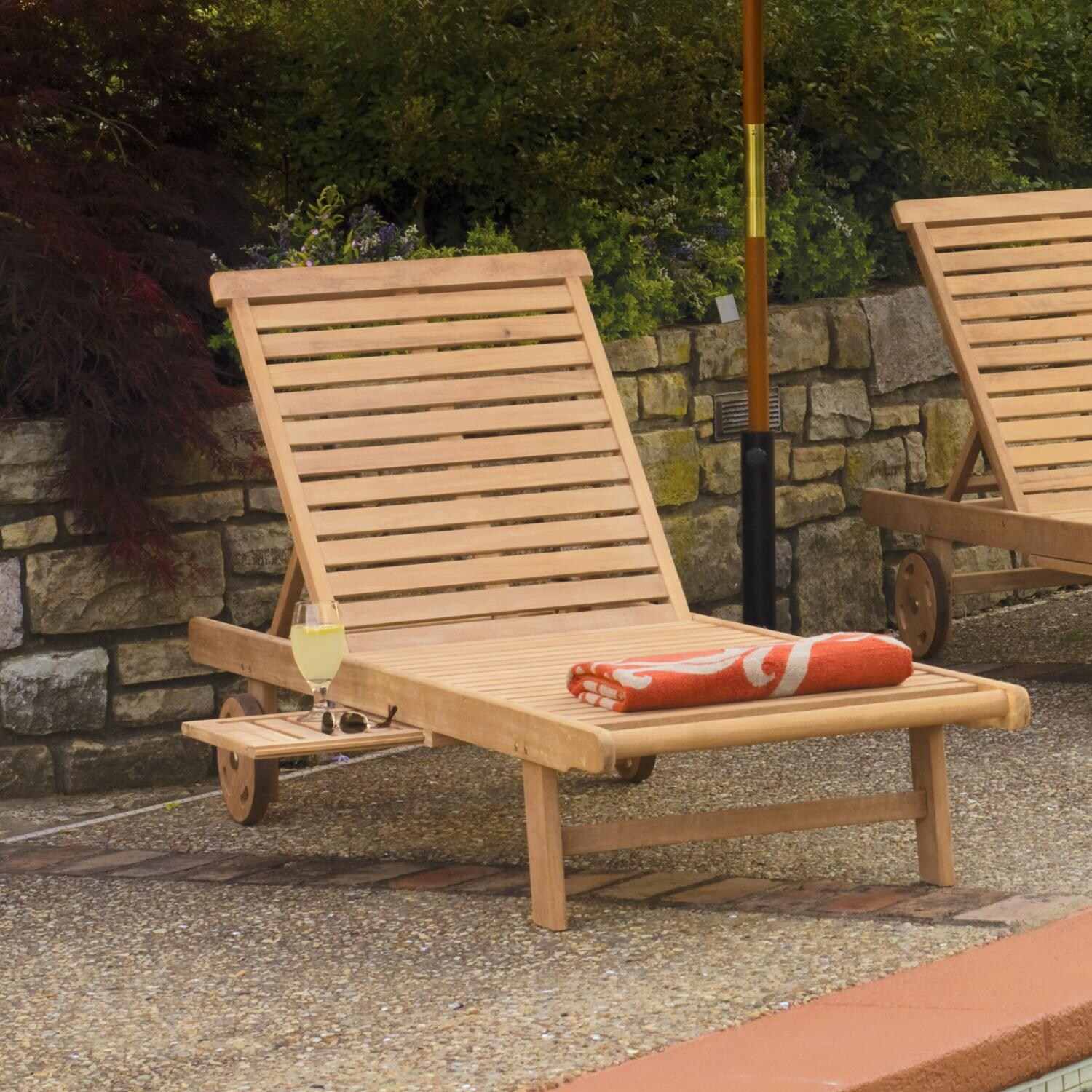 Classic Natural Shorea Patio Chaise Lounge - Lifestyle thumbnail