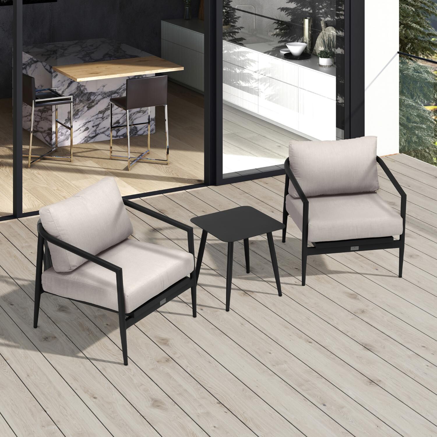 Lakeview Midnight Cove 3 Pc Aluminum Club Chair Seating Set in Black/Carbon/Cast Silver - Top - Lifestyle thumbnail