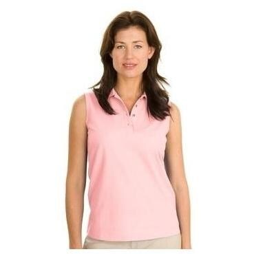 Port Authority Ladies Silk Touch Sleeveless Polo Shirt Medium - Light Pink