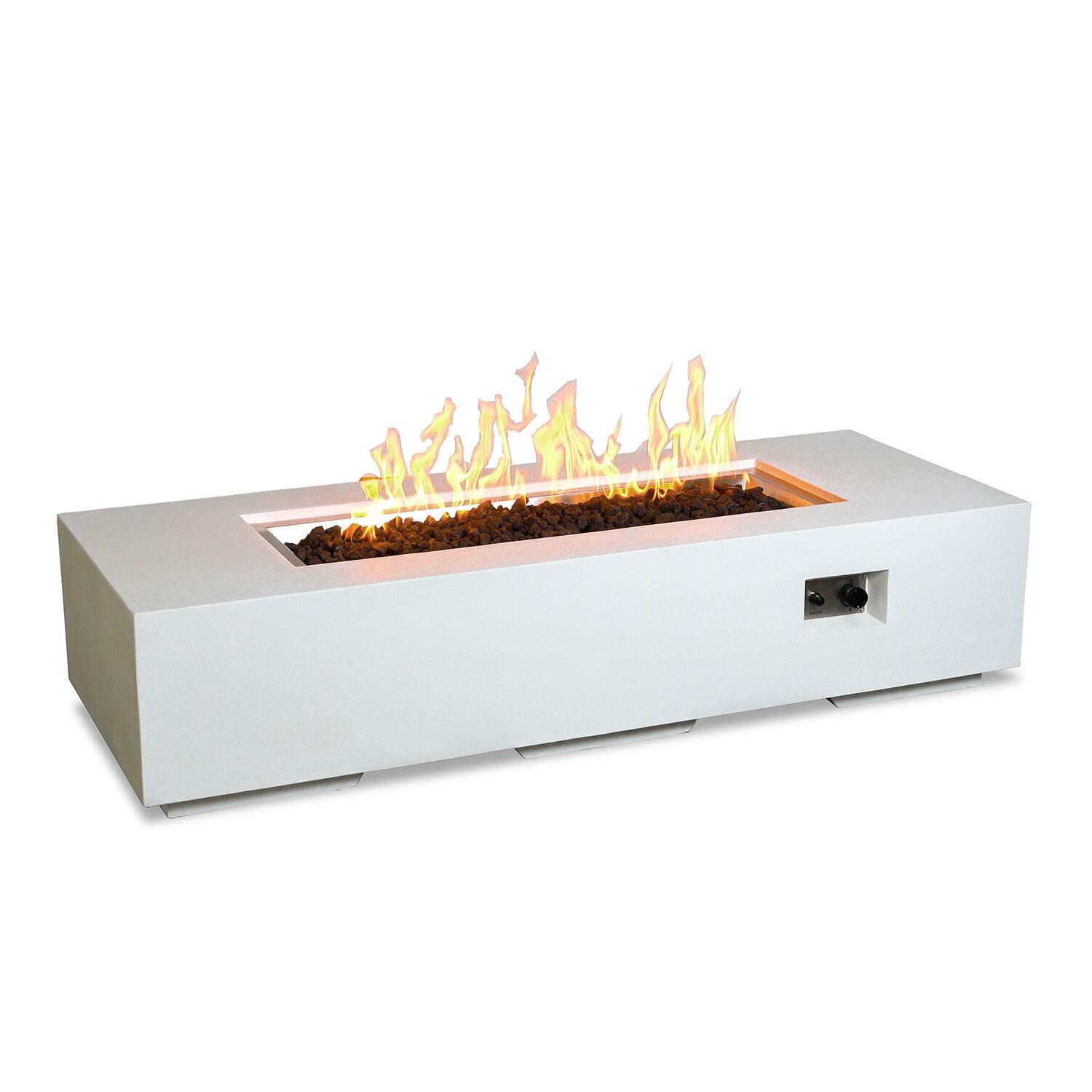 Glenwood 72-in Rectangular Concrete Natural Gas Fire Pit in White by Lakeview Outdoor Designs - Side View - White Background thumbnail