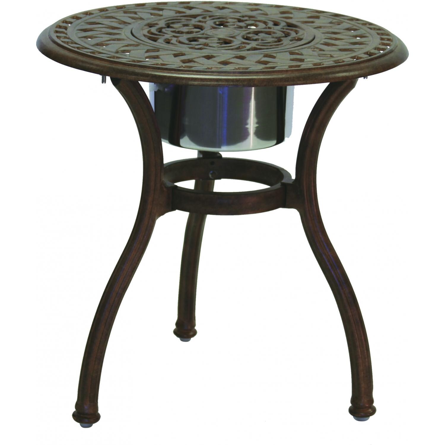 Darlee Series 60 Cast Aluminum Patio End Table With Ice Bucket - Closed View thumbnail