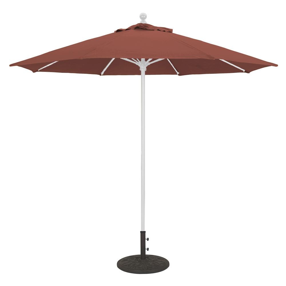 Galtech 9 Ft. Octagonal Aluminum Patio Market Umbrella W/ Push Lift - White Frame W/ Sunbrella Canvas Henna Canopy
