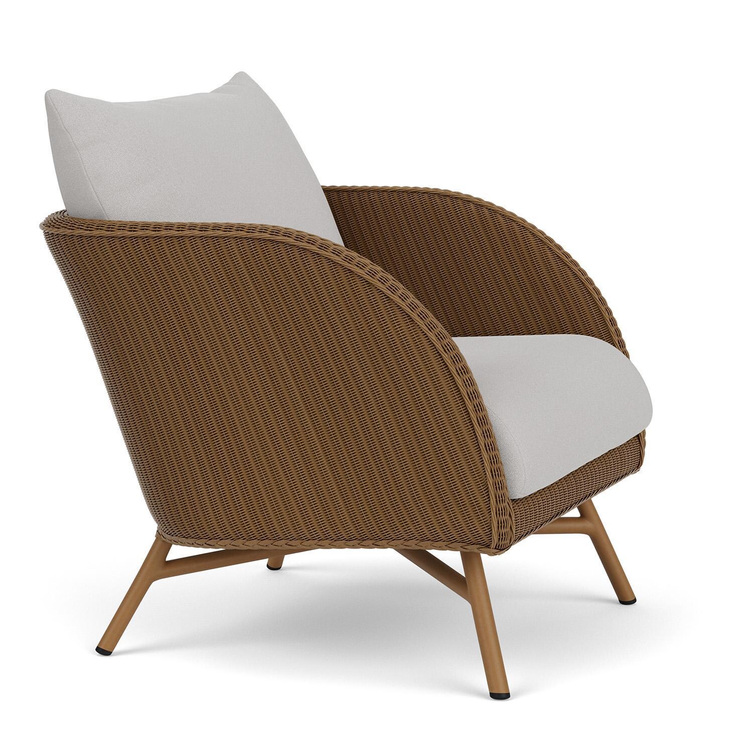 Lloyd Flanders Essence Lounge Chair W/Tundra Dove Fabric - Hickory Finish - Angled thumbnail