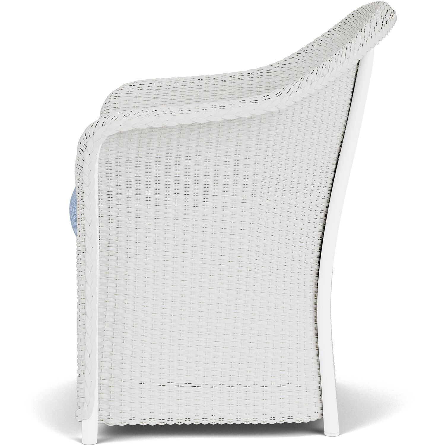 Lloyd Flanders Weekend Retreat Dining Armchair in Matte White Finish W/ Demo Skyway Fabric - Side thumbnail