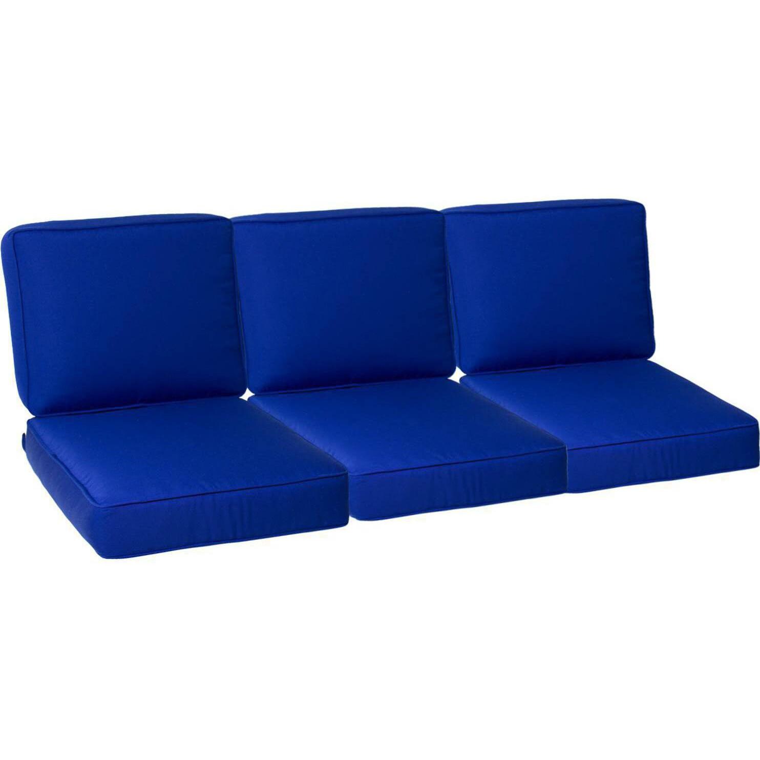 Sunbrella Canvas True Blue 6 Piece Large Outdoor Replacement Sofa Cushion Set W/ Piping By