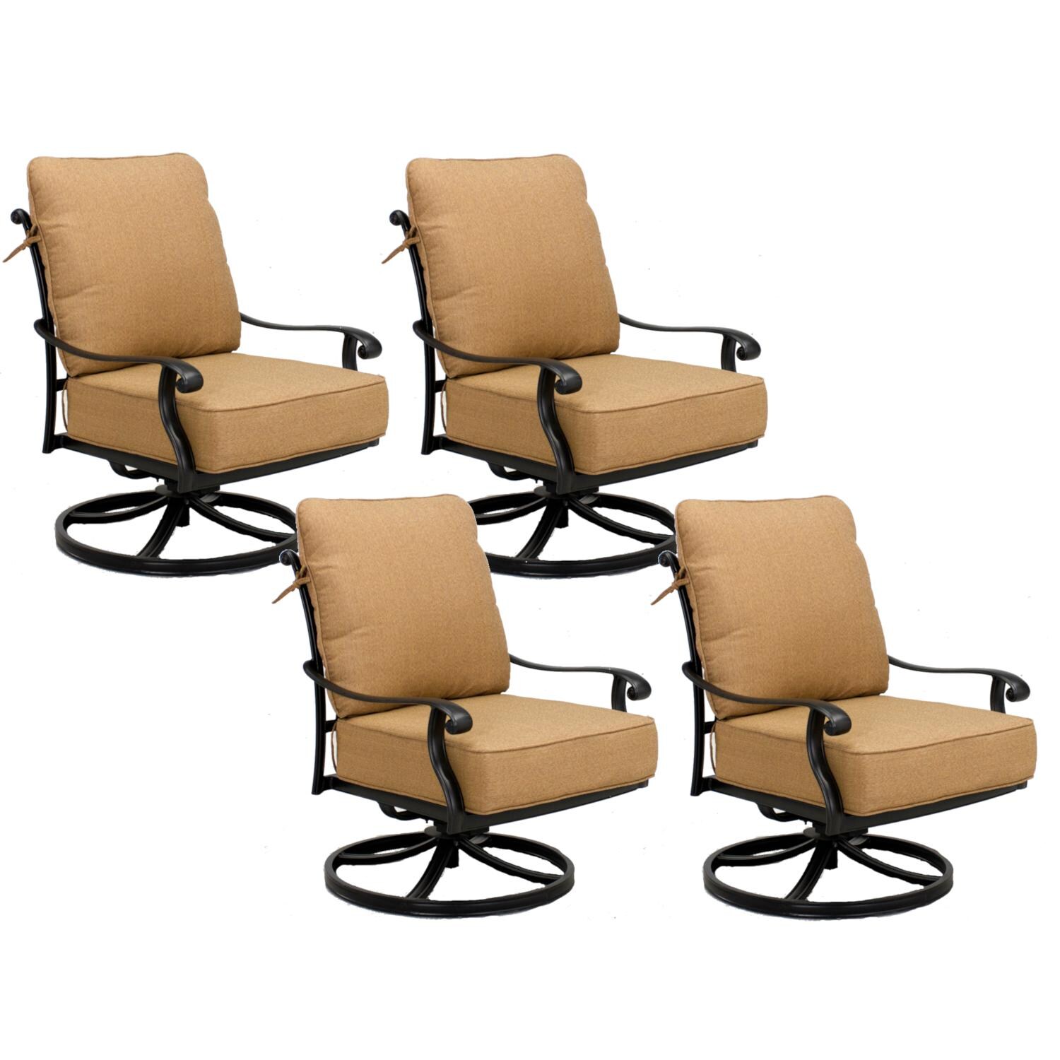 Capri Cast Aluminum 4 Pc Set Swivel Rocker Club Chair Set in Antique Bronze/Sesame by Darlee