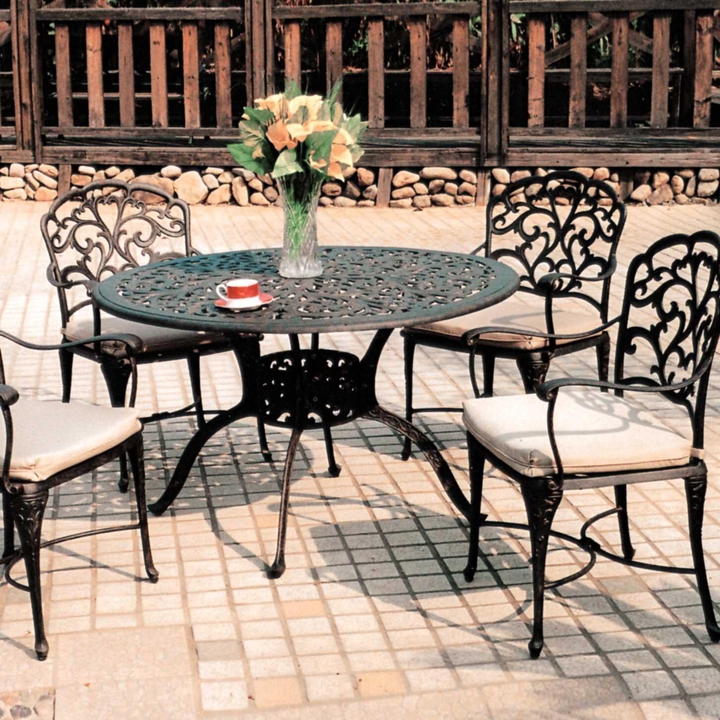 Darlee Catalina 5 Piece Cast Aluminum Patio Dining Set With Round Table