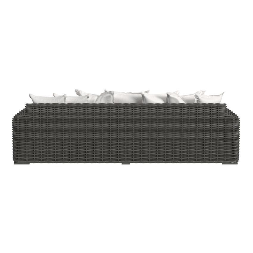 Cabo 3 Person Resin Wicker Sofa in Kahlua/Soothe Pearl by Sunset West - Rear - White Background thumbnail