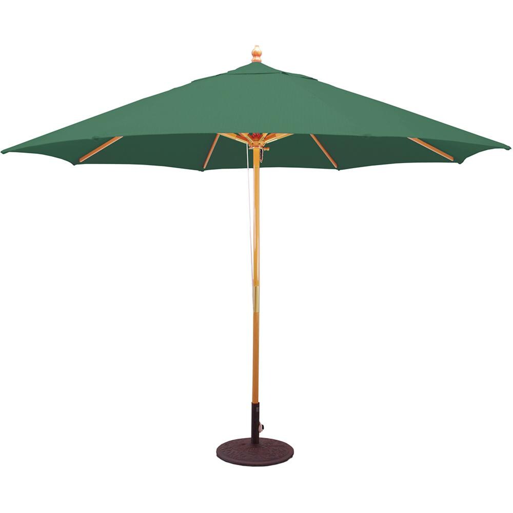 Galtech 11 Ft. Octagonal Wood Patio Umbrella W/ Pulley Lift - Light Wood Frame W/ Forest Green Sunbrella Fabric (Umbrella Base Not Included) thumbnail
