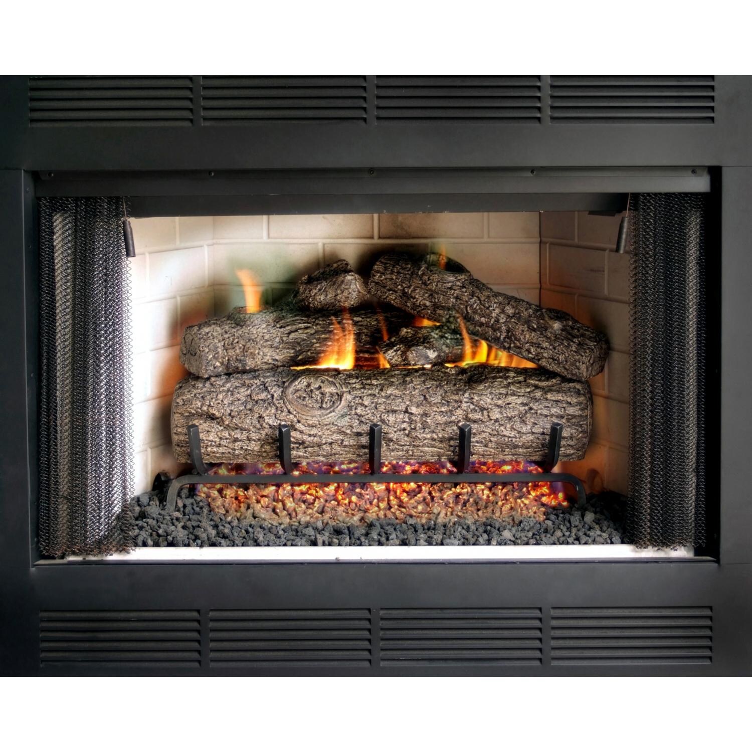 Peterson Real Fyre Golden Oak Log In Fireplace Setting thumbnail
