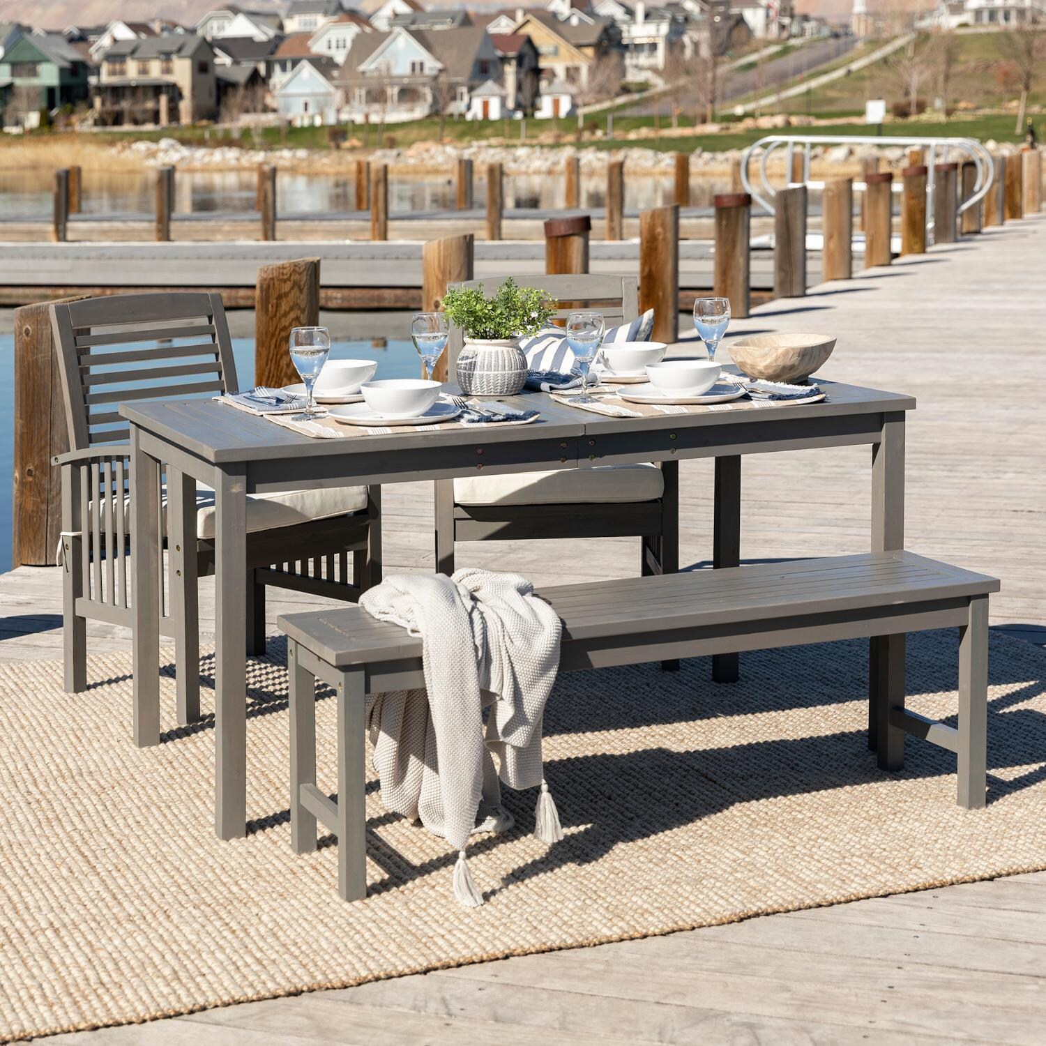 Ultimate Patio Horizon Way 4 Piece Acacia Patio Dining Set W/ 60 X 32 Inch - Rectangular - Table - Gray Wash - Lifestyle thumbnail